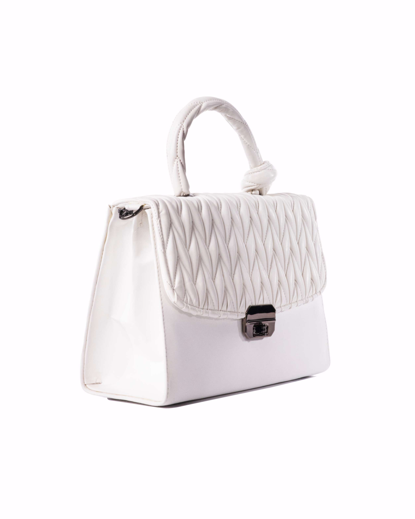 Quilted Top-Handle Shoulder Bag Pearl White